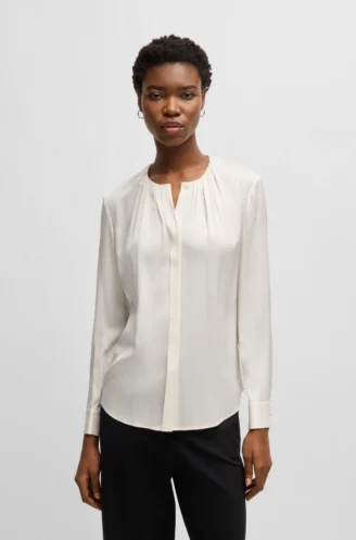 Πουκάμισο χωρίς γιακά από μετάξι